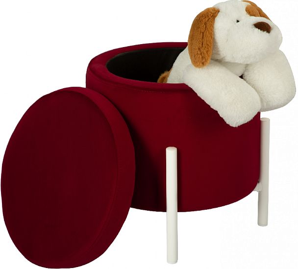 Пуф Кен с местом для хранения Бордовый велюр Confetti bordo/белый - Вид 3