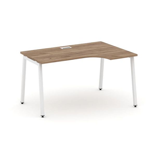 Стайл Проджект Стол рабочий эргоном. SN-4A.SPA-011(R) Дуб Табак/Металл Белый 1380*700/980*750 - Вид 1