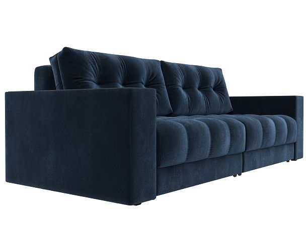 Диван прямой с декором Лига-049 НПБ Велюр синий - Вид 3