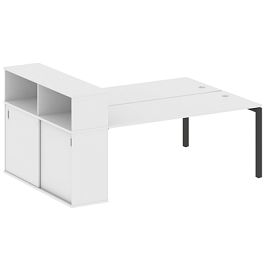 Metal System Quattro Р. ст. с шкафом-купе на П-образном м/к 50БП.РС-СШК-2.5 Т Белый/Антрацит металл 2210*1475*1098 - Фото предпросмотра