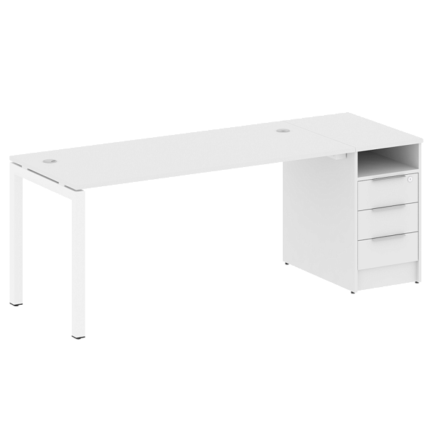 Metal System Quattro Р. ст. с тумбой на П-образном м/к 50БП.РС-СТП-1.4 Белый/Белый металл 2012*720*750 - Вид 1