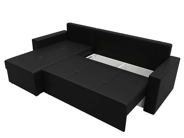 Диван угловой Верона Лайт угол левый (полностью экокожа черная) - Вид 7