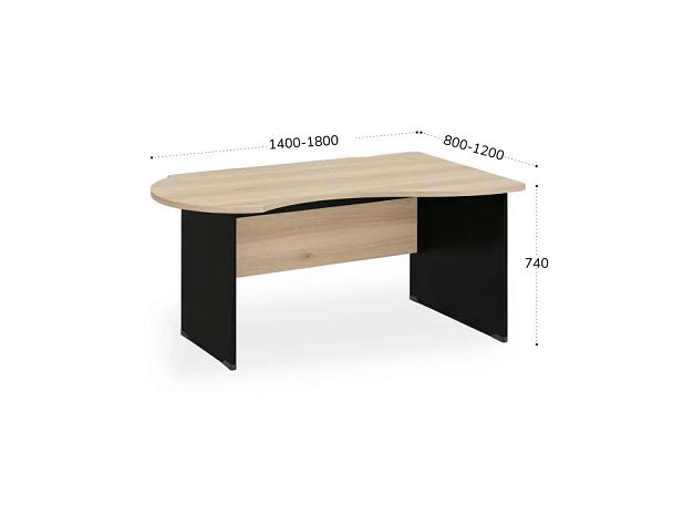 БЕРЛИН / BERLIN Стол асимметричный правый 1600х1000х740 Акация/Черный - Вид 2