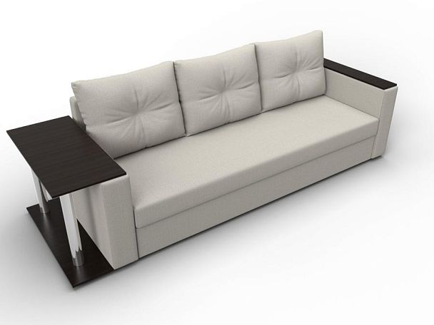 Диван прямой Атланта Лайт со столом слева Рогожка бежевый - Вид 6