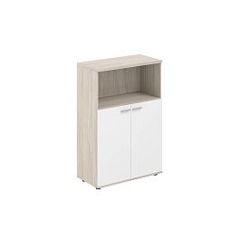 Шкаф средний с нишей 800х400х1200, 2-х дв., з.ст ЛДСП 16 мм / корпус: дуб светлый; фасады: белый Сигма / Sigma - Фото предпросмотра
