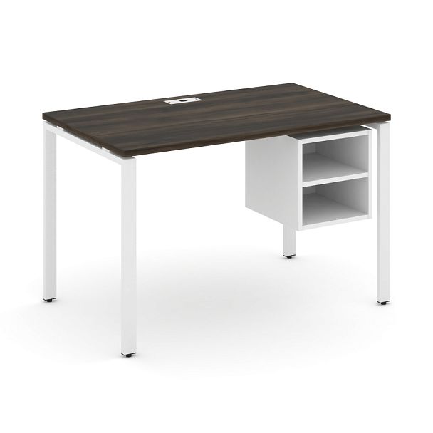 Concept Стол рабочий с подвесной тумбой с 2 открытыми нишами CN.SP-106 Дуб Мали/Белый Бриллиант/Металл Белый 1180*720*750 - Вид 1