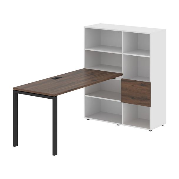 Стол-стеллаж EURST 1115 Дуб Денвер тёмный/Черный/Белый 1990х1120х1355 EDIS - Вид 1