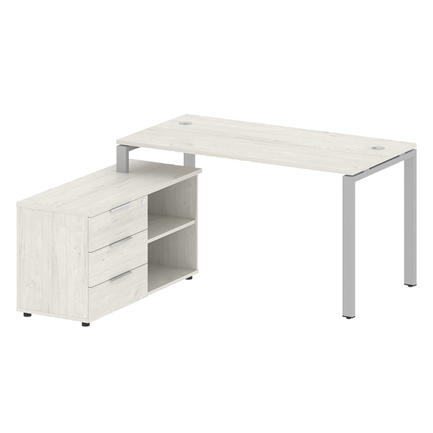 Metal System Р. ст. с тумбой на П-образном м/к БП.РС-СТС-2.3 (L) Дуб наварра/Серый металл 1500*1520*750 - Вид 1