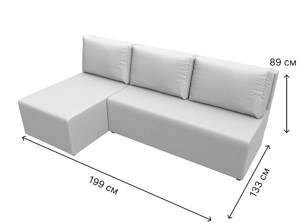 Угловой диван Поло левый (полностью экокожа белая) - Вид 9