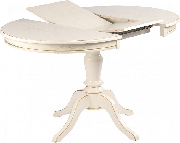 Стол деревянный раздвижной Элат D90(130)х90х76 Слоновая кость с золотой патиной - Вид 3