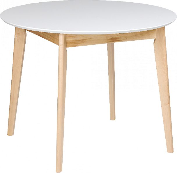 Обеденная группа стол раздвижной Норден D100 Белый/Натуральный и 4 стула Мэти Натуральный/Серый велюр - Вид 2