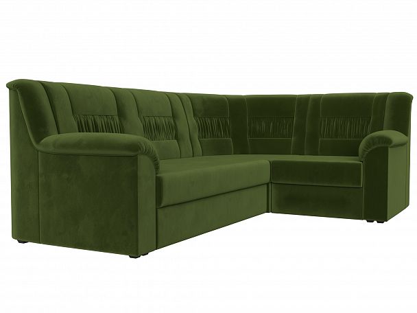 Угловой диван Карелия правый (полностью микровельвет зеленый) - Вид 3