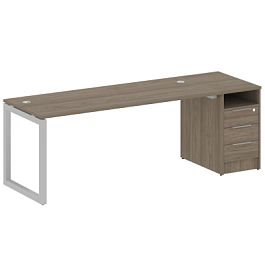 Metal System Quattro Р. ст. с тумбой на О-образном м/к 50БО.РС-СТП-1.5 Вяз/Серый металл 2212*720*750 - Фото предпросмотра