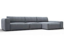 Диван угловой Лига-066 НПБ Лонг угол правый Велюр серый - Фото предпросмотра