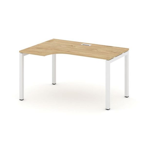 Стайл Проджект Стол рабочий эргоном. SN-5P.SPA-022(L) Тиквуд Светлый/Металл Белый 1580*800/980*750 - Вид 1