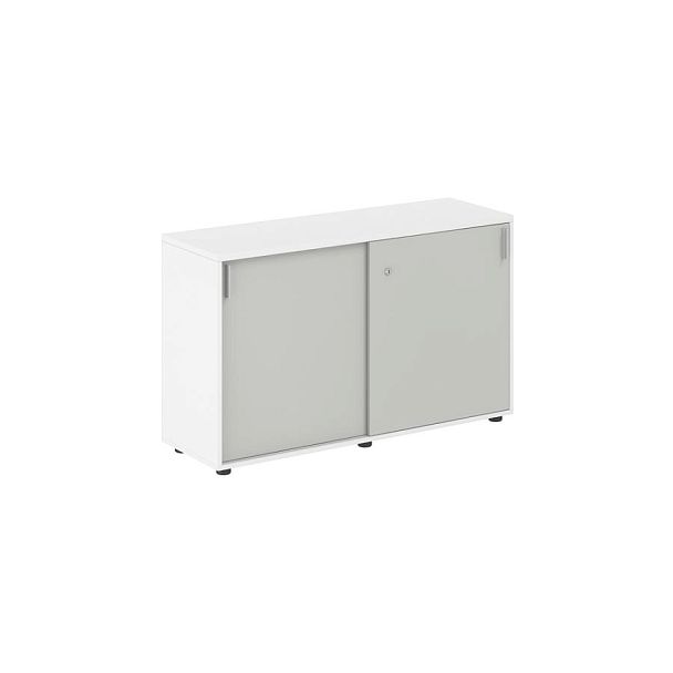 Шкаф купе 1238х400х750 низкий, с замком / корпус: белый, фасады: серый бархат Сигма / Sigma - Вид 1