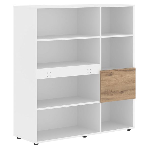 Стеллаж EHC 1245 Дуб Денвер светлый/Белый 1250х430х1355 EDIS - Вид 1