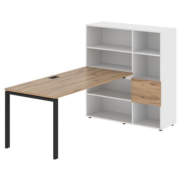 Стол-стеллаж EURST 1217 Дуб Денвер светлый/Черный/Белый 2190х1250х1355 EDIS - Вид 1