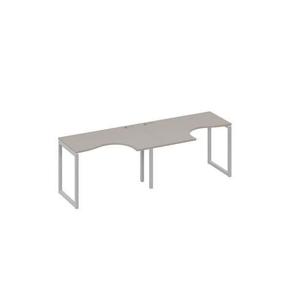 Рабочая станция столы Классика опоры QUATTRO (2х120) A4 А4 Б4 031-2 БП мокко премиум / металлокаркас серый - Вид 1