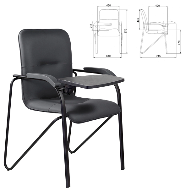 Кресло со столом BRABIX "Samba CF-108 BOX-2", черный каркас, кожзам черный, разобрано, 533217 - Вид 3
