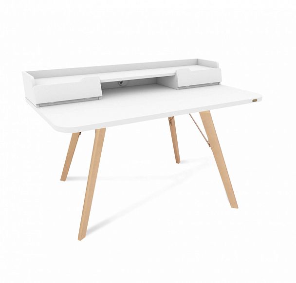 Стол рабочий Sheffilton SHT-TU9-2/TT31 120/65 ЛДСП прозрачный лак/белый шагрень - Вид 1