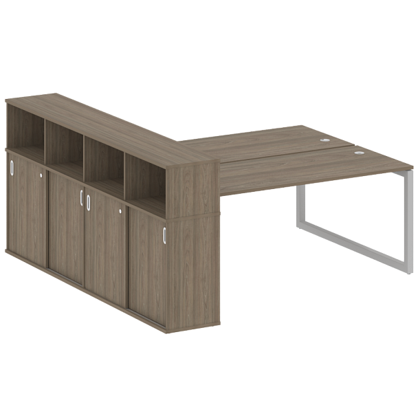 Metal System Quattro Р. ст. с шкафом-купе на О-образном м/к 50БО.РС-СШК-4.5 Т Вяз/Серый металл 2210*2332*1098 - Вид 1