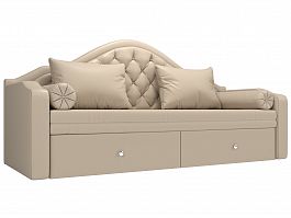 Прямой диван софа Сойер (полностью экокожа бежевая) - Фото предпросмотра