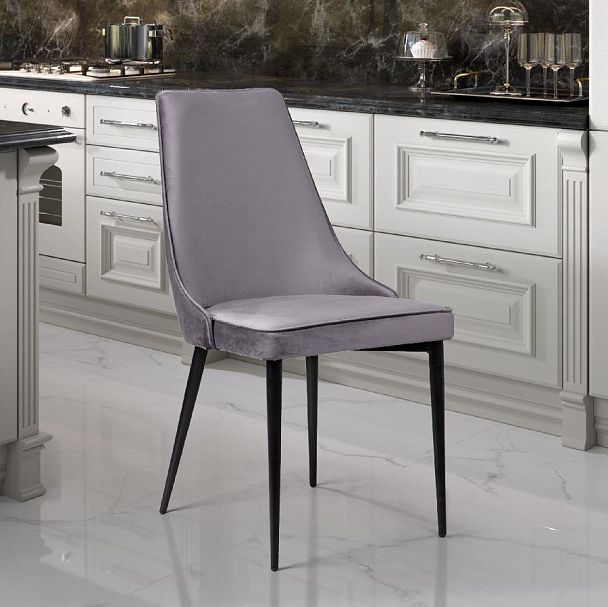 Стул Oliver, бархат светло-серый 26/ чёрный конус - Вид 4