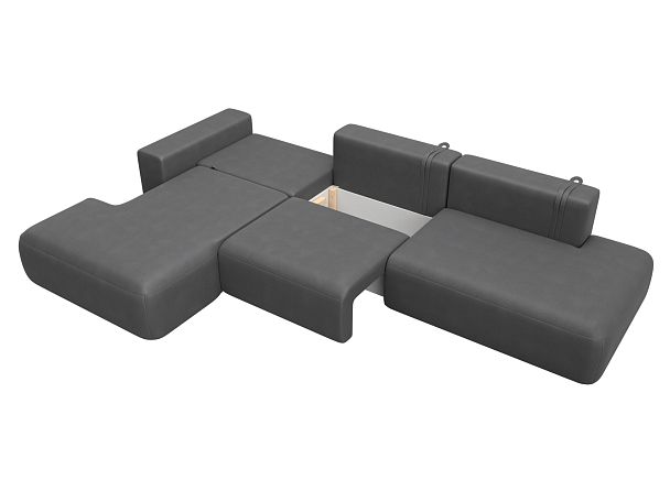 Диван угловой Лига-036 НПБ Модерн Лонг левый угол Искусственная замша серый - Вид 8