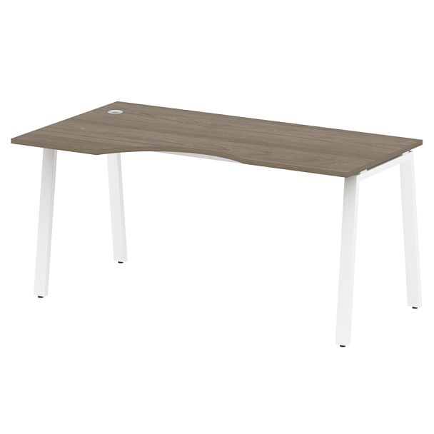 Metal System Стол криволинейный левый на А-образном м/к БА.СА-1 (L) Вяз/Белый металл 1600*900*750 - Вид 1