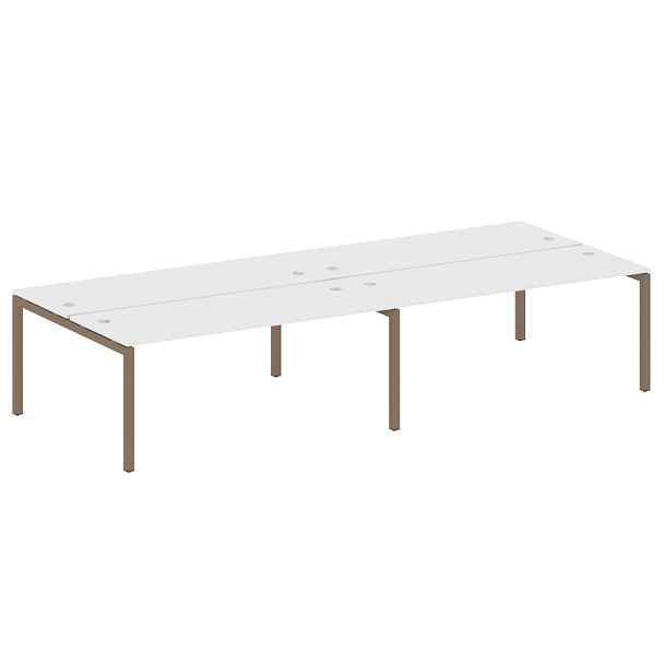 Metal System Quattro Р. ст. на 4 раб. места на П-образном м/к 50БП.СМ-4.5 Белый/Мокко металл 3600*1475*750 - Вид 1