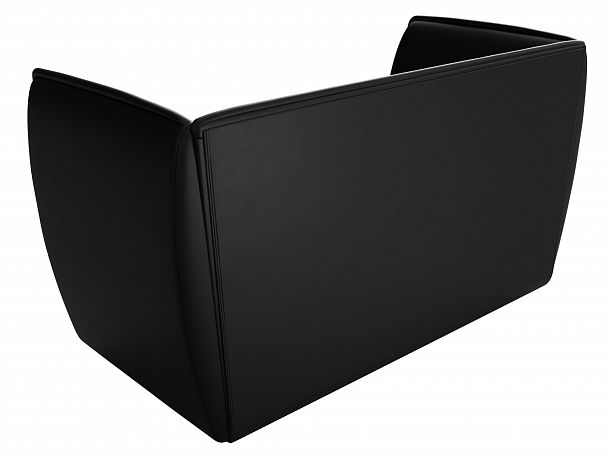 Прямой диван Бергамо 2-х местный (полностью экокожа черная) - Вид 6