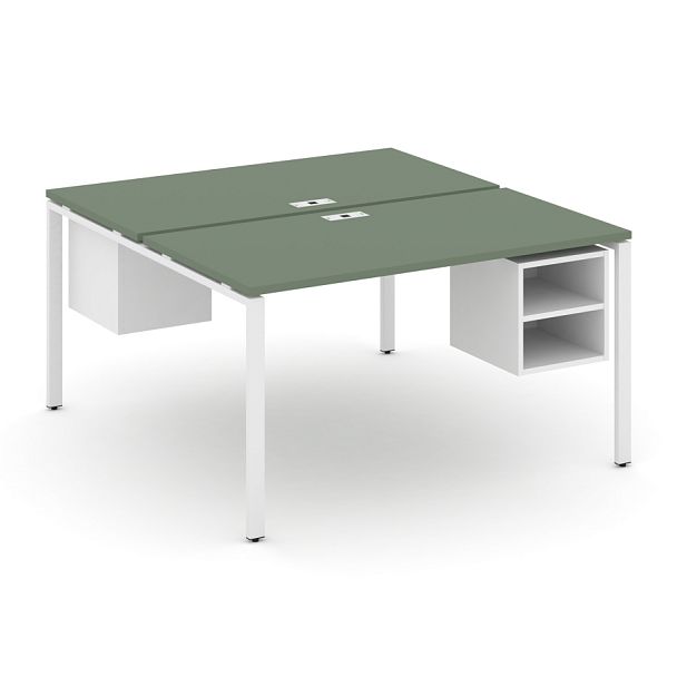 Concept Рабочая станция 2 сторонняя с подвесными тумбами на 2 места CN.DRS-106 Кобо/Белый Бриллиант/Металл Белый 1180*1480*750 - Вид 1