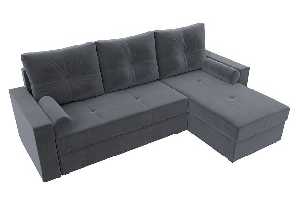 Диван угловой Верона Лайт угол правый (полностью велюр серый) - Вид 5