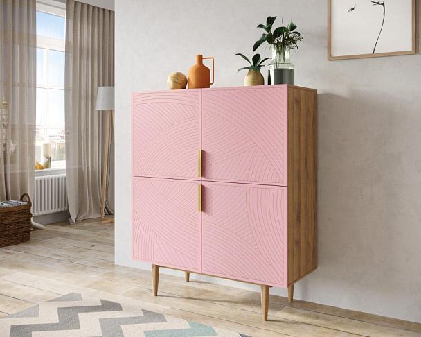 Большой комод с четырьмя дверками Line LN03/GR1/pink - Вид 3