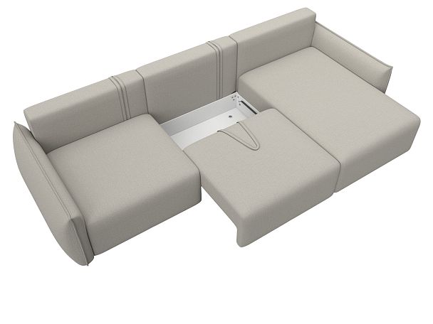 Диван угловой Лига-051 НПБ Лонг угол универсальный Рогожка бежевый - Вид 7