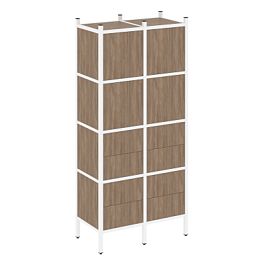 Loft Прямой стеллаж наборный VR.L-04 Дуб аризона/Белый металл 862*446*1869 - Фото предпросмотра