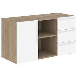 Тумба сервисная СП-064-25-07 Белый глянец/Дуб Натуральный 1200х500х670 KANON - Фото предпросмотра