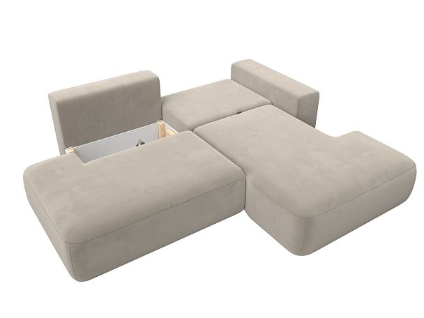 Диван угловой Лига-036 Модерн правый угол Микровельвет бежевый - Вид 2