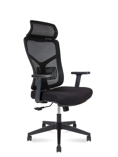 Кресло офисное / Asper / черный пластик  / черная сетка / черная ткань - Вид 1