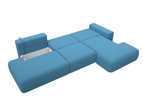 Диван угловой Лига-036 НПБ Модерн Лонг правый угол Рогожка голубой - Вид 9