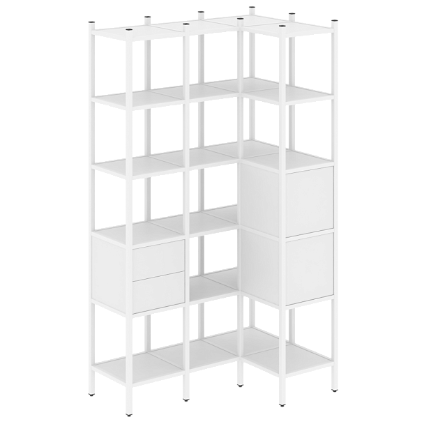 Loft Угловой внутренний стеллаж наборный VR.L-35 Белый бриллиант/Белый металл 1278*862*2280 - Вид 1