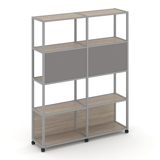 Shelf Mobile Стеллаж 5 уровней 2 секции VR.LT-STK-513.10 Дуб Аттик/Металл Серый/W-11 1970*400*2000 - Вид 1
