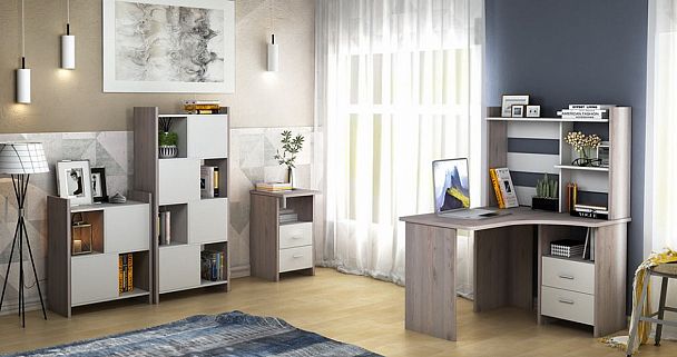 Стеллаж комбинированный Домино Лайт СТЛ-3Н Белый/Нельсон - Вид 3