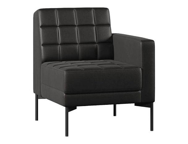 Модуль Everprof Delta с подлокотником одноместный левый Металл Черный Экокожа Черный - Вид 1