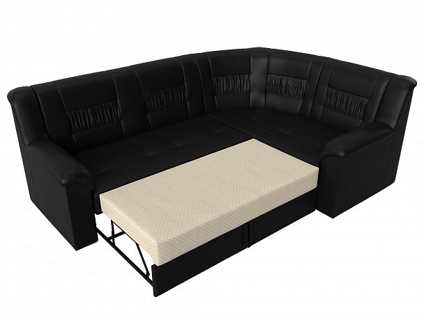 Угловой диван Карелия правый (полностью экокожа черная) - Вид 6