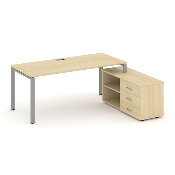 Стайл Проджект Директ / Style Project Direct Стол письменный с греденцией правой SN-6P.SRG-013.M(R) Акация Лорка/Металл Серый 1580*1480*750 - Вид 1