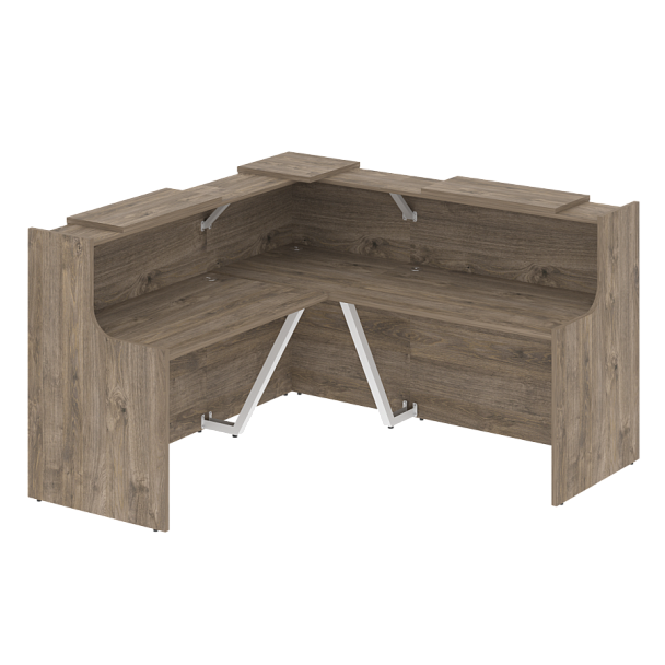 Ресепшн Г-образный "Onix" O.R-K-24 тиквуд темный/белый - Вид 1