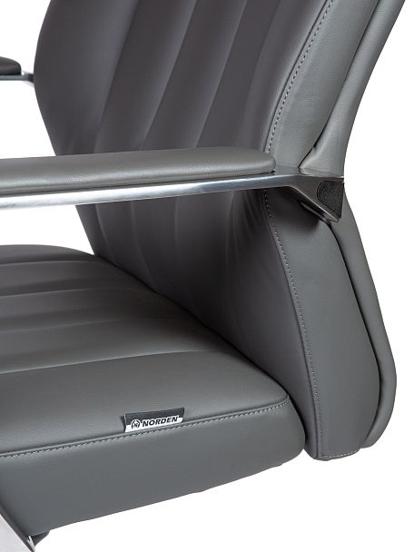 Кресло офисное / Madrid Grey / алюминиевая  база / серая экокожа - Вид 2