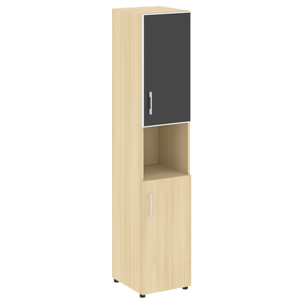 Yalta Шкаф узкий LT.SU-1.4 R (R) black Акация/Стекло black 400*450*1987 - Вид 1